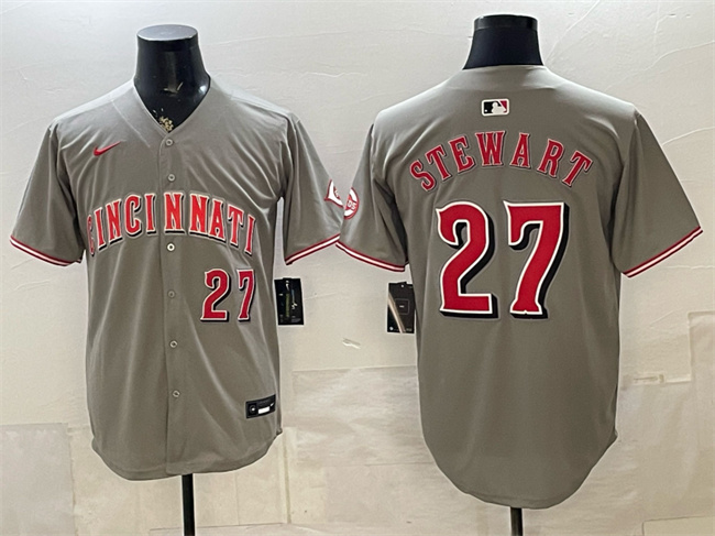 Cincinnati Reds #27 Sal Stewart Grey Road Limited Stitched Baseball Jersey