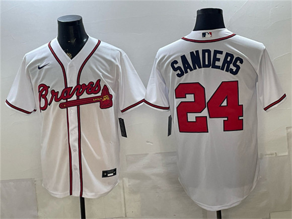 Atlanta Braves #24 Deion Sanders White Cool Base Stitched Baseball Jersey