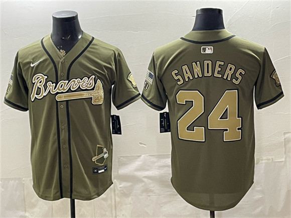 Atlanta Braves #24 Deion Sanders Olive 2026 Armed Forces Day Stitched Baseball Jersey