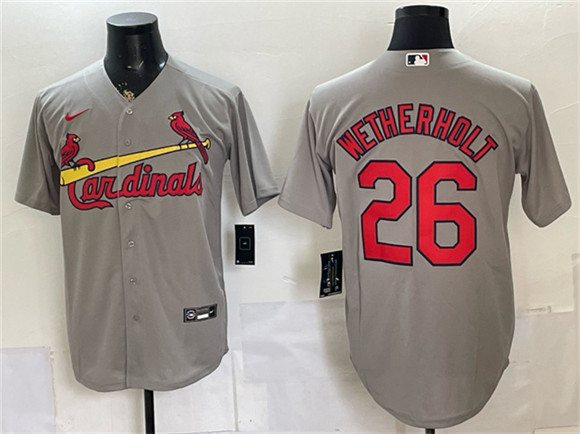 St. Louis Cardinals #26 JJ Wetherholt Gray Cool Base Stitched Baseball Jersey