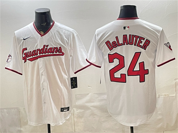 Cleveland Guardians #24 Chase DeLauter White Home Limited Stitched Baseball Jersey