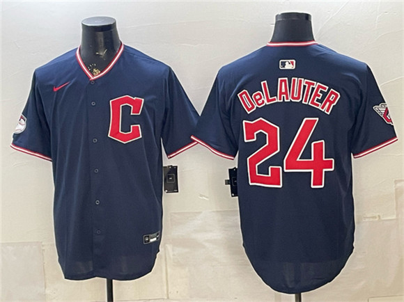 Cleveland Guardians #24 Chase DeLauter Navy Limited Stitched Baseball Jersey Cleveland Guardians #24 Chase DeLauter Navy Limited Stitched Baseball Jersey