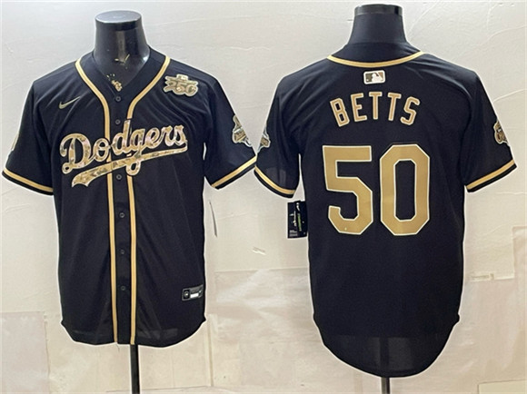 Los Angeles Dodgers #50 Mookie Betts Black Military Appreciation Game Day Stitched Baseball Jersey