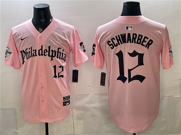 Philadelphia Phillies #12 Kyle Schwarber Pink Gothic Vapor Limited Stitched Jersey