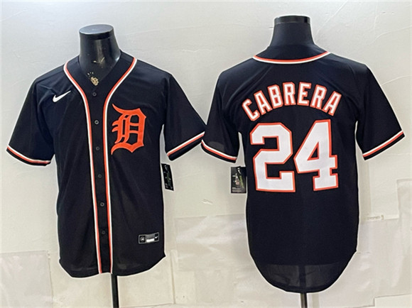 Detroit Tigers #24 Miguel Cabrera Black 2026 Fashion Replica Black Out Stitched Baseball Jersey Detroit Tigers #24 Miguel Cabrera Black 2026 Fashion Replica Black Out Stitched Baseball Jersey