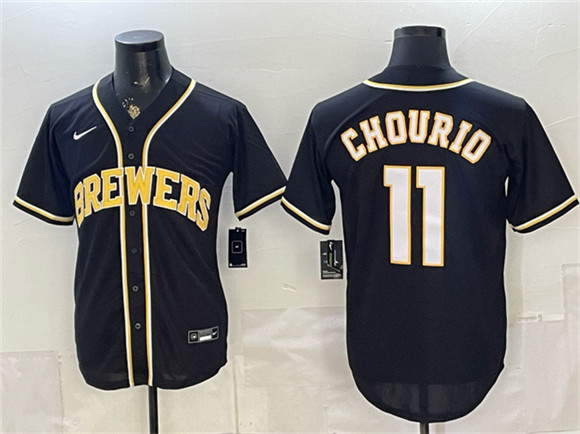 Milwaukee Brewers #11 Jackson Chourio 2026 Fashion Replica Black Out Stitched Baseball Jersey