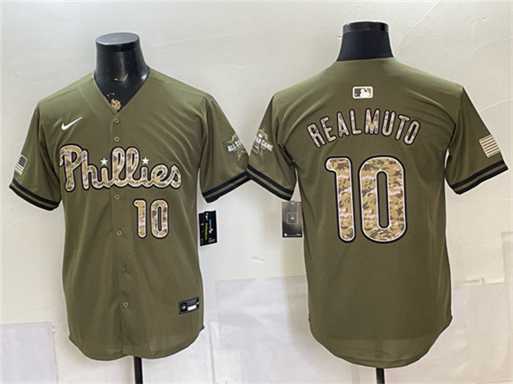 Philadelphia Phillies #10 J.T. Realmuto Olive 2026 Armed Forces Day Stitched Jersey