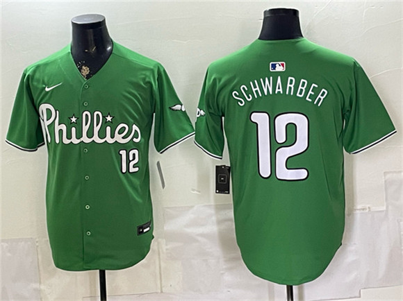 Philadelphia Phillies #12 Kyle Schwarber Green Limited Stitched Jersey