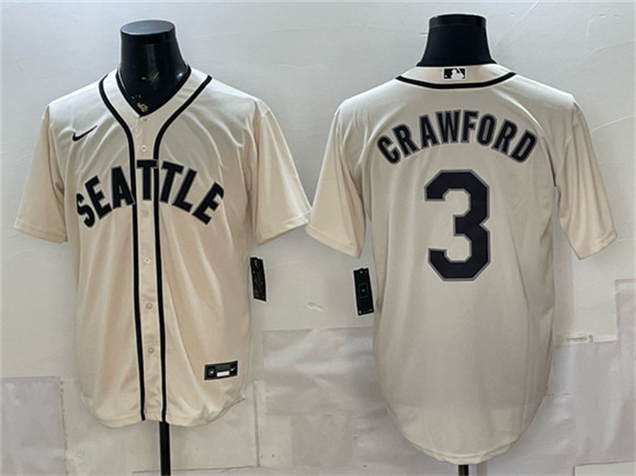 Seattle Mariners #3 J.P. Crawford Cream With Name Alternate Stitched Baseball Jersey Seattle Mariners #3 J.P. Crawford Cream With Name Alternate Stitched Baseball Jersey