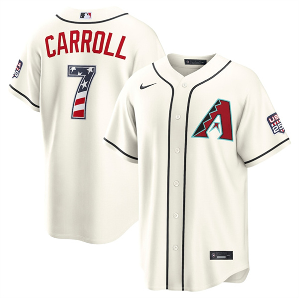 Arizona Diamondbacks #7 Corbin Carroll Cream 2026 USA 250 Fourth of July Home Stadium Stitched Baseball Jersey