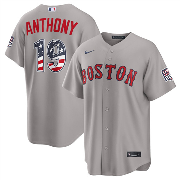 Boston Red Sox #19 Roman Anthony Gray 2026 USA 250 Fourth of July Home Stitched Baseball Jersey