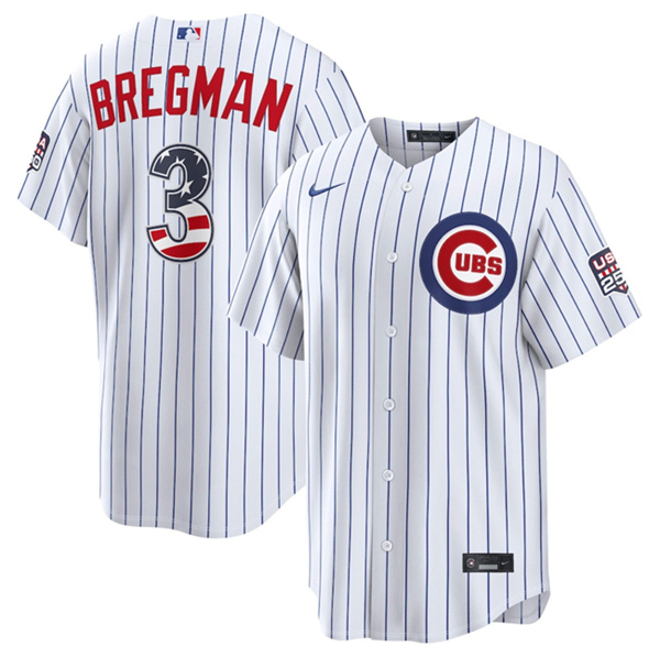 Chicago Cubs #3 Alex Bregman White 2026 USA 250 Fourth of July Home Stadium Stitched Baseball Jersey