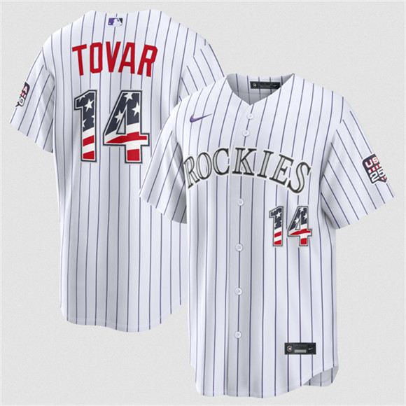 Colorado Rockies #14 Ezequiel Tovar White 2026 USA 250 Fourth of July Home Stitched Baseball Jersey