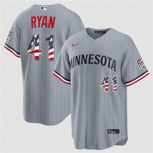 Minnesota Twins #41 Joe Ryan Gray 2026 USA 250 Fourth of July Stitched Baseball Jersey