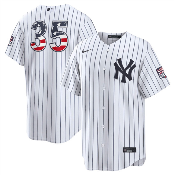 New York Yankees #35 Cody Bellinger White 2026 USA 250 Fourth of July Home Stadium Stitched Baseball Jersey
