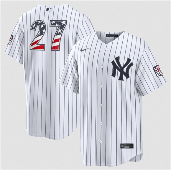New York Yankees #27 Giancarlo Stanton White 2026 USA 250 Fourth of July Home Stadium Stitched Baseball Jersey