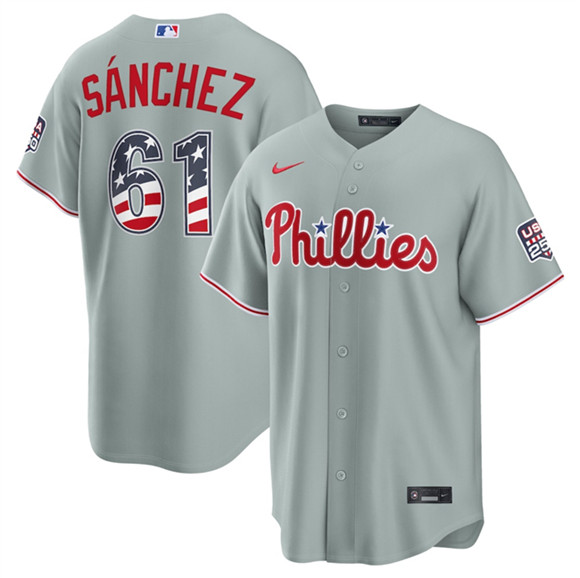 Philadelphia Phillies #61 Jhoan Dur??n Gray USA 250 Fourth of July Home Stitched Baseball Jersey