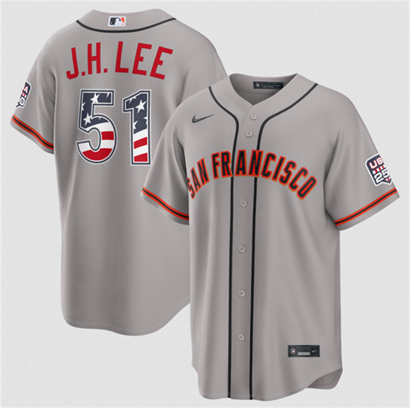 San Francisco Giants #51 Jung Hoo Lee Gray 2026 USA 250 Fourth of July Stitched Baseball Jersey San Francisco Giants #51 Jung Hoo Lee Gray 2026 USA 250 Fourth of July Stitched Baseball Jersey