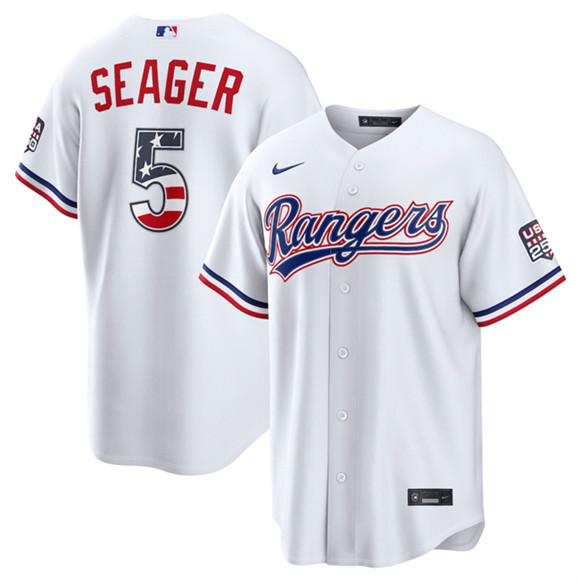 Texas Rangers #5 Corey Seager White 2026 USA 250 Fourth of July Home Stitched Baseball Jersey