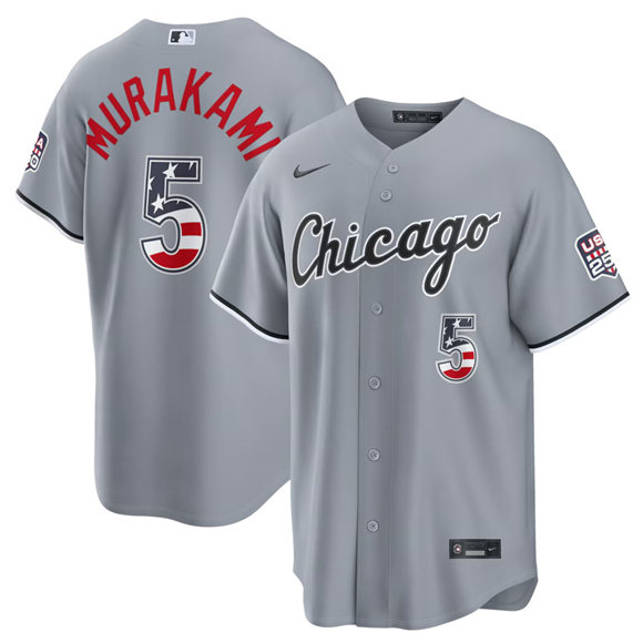 Chicago White Sox #5 Munetaka Murakami Gray USA 250 Fourth of July Home Stitched Baseball Jersey