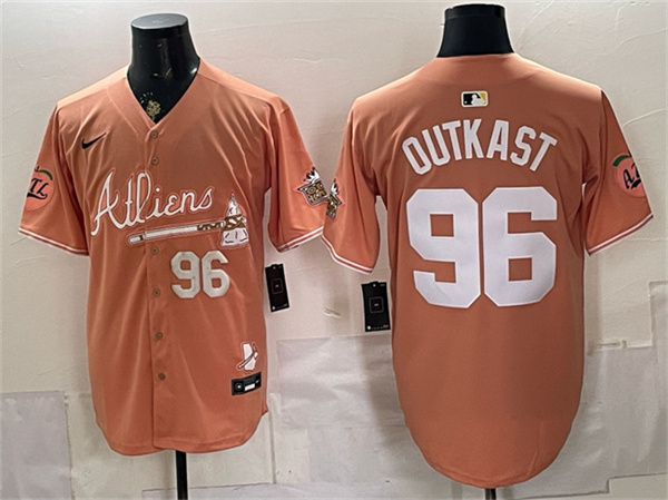Atlanta Braves #96 OutKast Peach 2024 Atliens & Peach With Outkast Patch Vapor Limited Stitched Baseball Jersey