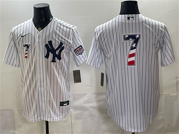 New York Yankees #7 Mickey Mantle White 2026 USA 250 Fourth of July Home Stadium Stitched Baseball Jersey