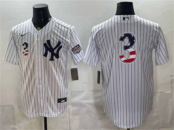New York Yankees #3 Babe Ruth White 2026 USA 250 Fourth of July Home Stadium Stitched Baseball Jersey
