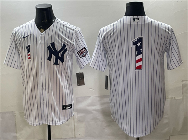 New York Yankees #1 Bobby Murcer White 2026 USA 250 Fourth of July Home Stadium Stitched Baseball Jersey
