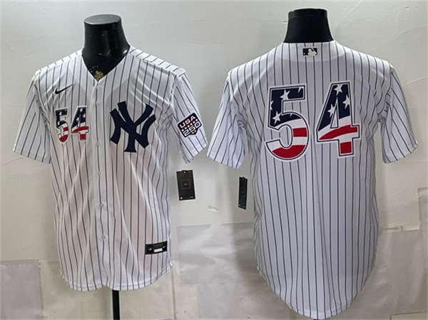 New York Yankees #54 Max Fried White 2026 USA 250 Fourth of July Home Stadium Stitched Baseball Jersey