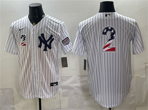 New York Yankees #2 Derek Jeter White 2026 USA 250 Fourth of July Home Stadium Stitched Baseball Jersey