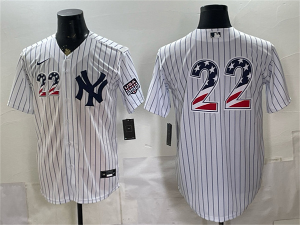New York Yankees #22 Ben Rice White 2026 USA 250 Fourth of July Home Stadium Stitched Baseball Jersey