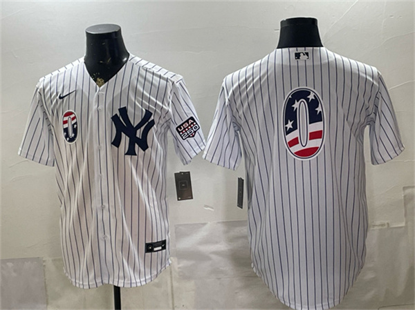 New York Yankees #0 Marcus Stroman White 2026 USA 250 Fourth of July Home Stadium Stitched Baseball Jersey