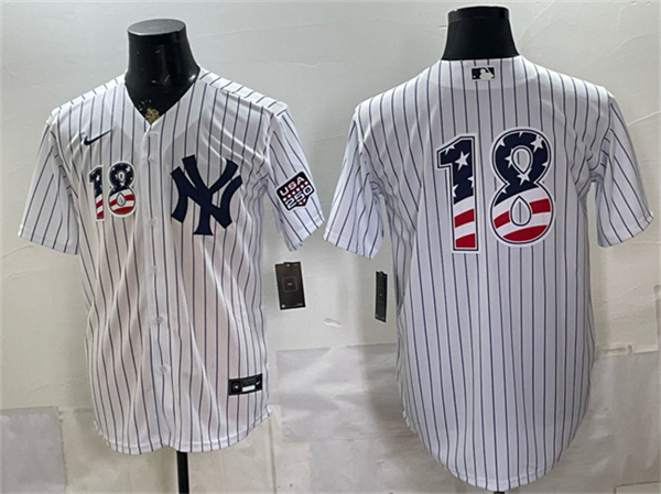 New York Yankees #18 Johnny Damon White 2026 USA 250 Fourth of July Home Stadium Stitched Baseball Jersey New York Yankees #18 Johnny Damon White 2026 USA 250 Fourth of July Home Stadium Stitched Baseball Jersey
