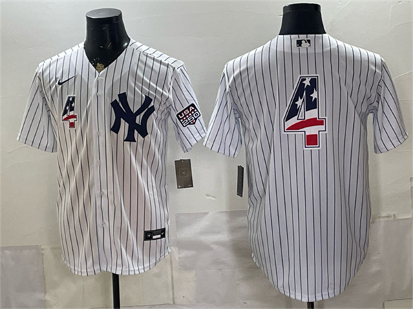 New York Yankees #4 Lou Gehrig White 2026 USA 250 Fourth of July Home Stadium Stitched Baseball Jersey