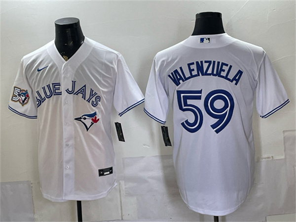 Toronto Blue Jays #59 Brandon Valenzuela White 50 Seasons Patch Stitched Baseball Jersey