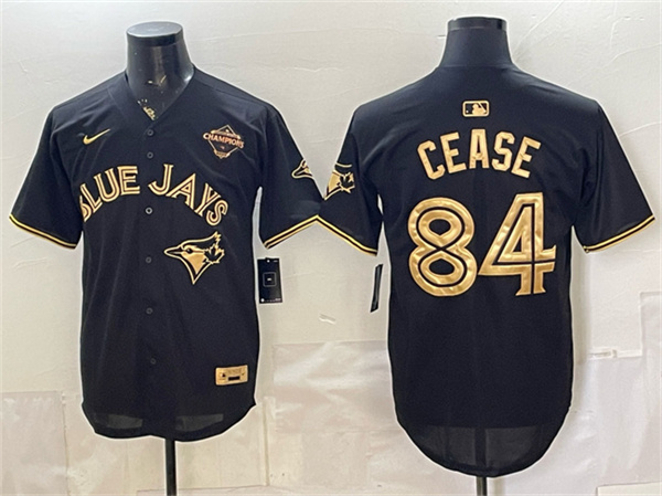 Toronto Blue Jays #84 Dylan Cease Black Gold 2025 American League Champions Limited Stitched Baseball Jersey