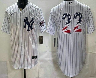 New York Yankees #22 Ben Rice White 2026 USA 250 Fourth of July Home Stadium Stitched Jersey