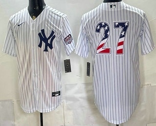 New York Yankees #27 Giancarlo Stanton White 2026 USA 250 Fourth of July Home Stadium Stitched Jersey