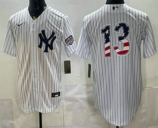 New York Yankees #13 Jazz Chisholm Jr White 2026 USA 250 Fourth of July Home Stadium Stitched Jersey New York Yankees #13 Jazz Chisholm Jr White 2026 USA 250 Fourth of July Home Stadium Stitched Jersey
