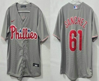 Philadelphia Phillies #61 Cristopher Sanchez Grey Cool Base Jersey
