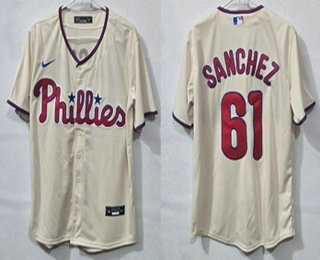 Philadelphia Phillies #61 Cristopher Sanchez Cream Cool Base Jersey