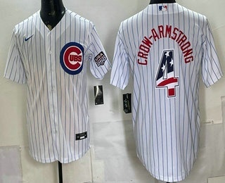 Chicago Cubs #4 Pete Crow Armstrong White 2026 USA 250 Fourth of July Stitched Jersey