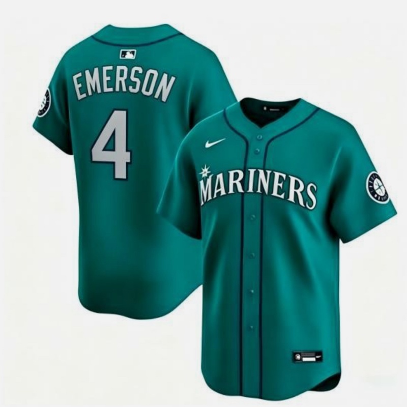 Seattle Mariners #4 Colt Emerson Aqua Limited Stitched jersey Seattle Mariners #4 Colt Emerson Aqua Limited Stitched jersey