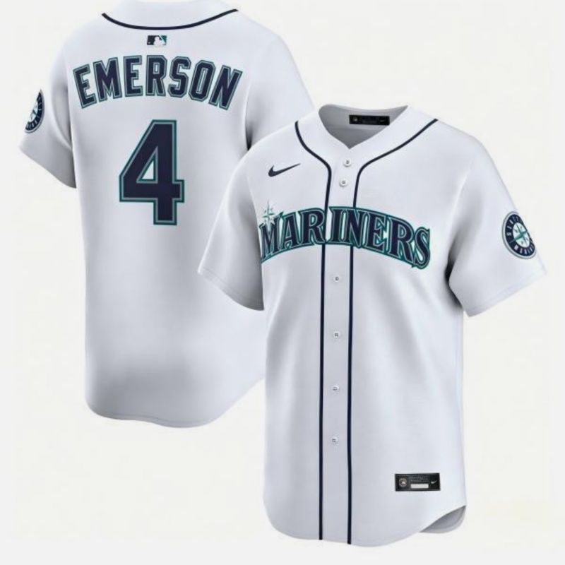 Seattle Mariners #4 Colt Emerson White Cool Base Stitched Baseball Jersey Seattle Mariners #4 Colt Emerson White Cool Base Stitched Baseball Jersey