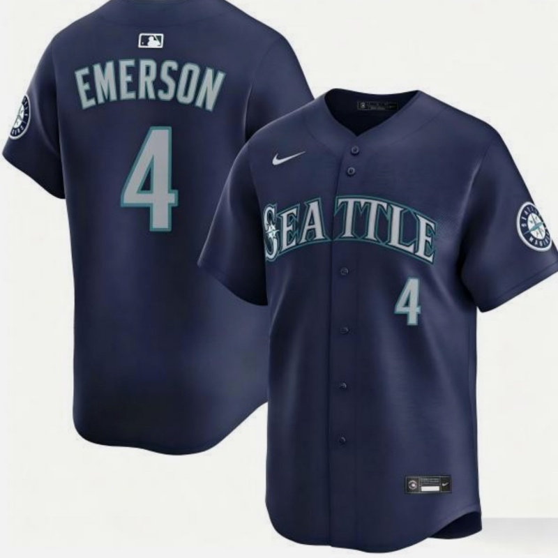 Seattle Mariners #4 Colt Emerson Navy Cool Base Stitched Baseball Jersey Seattle Mariners #4 Colt Emerson Navy Cool Base Stitched Baseball Jersey
