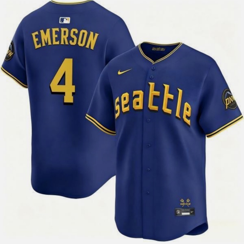 Seattle Mariners #4 Colt Emerson Royal 2025 Cool Base Stitched jersey Seattle Mariners #4 Colt Emerson Royal 2025 Cool Base Stitched jersey