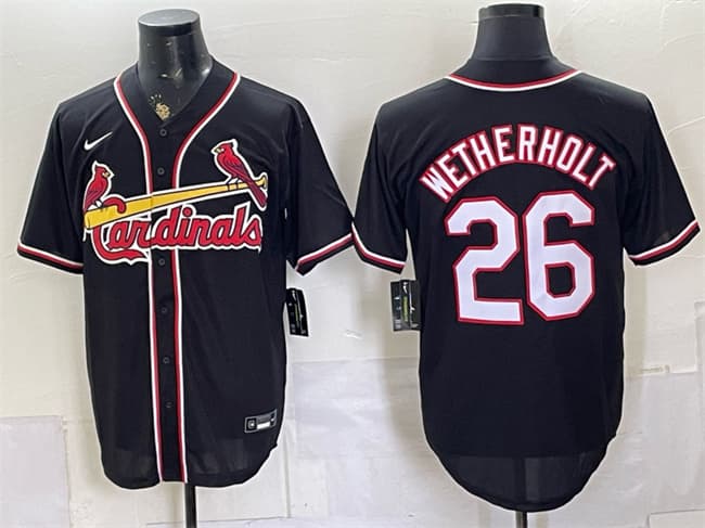 St. Louis Cardinals #26 JJ Wetherholt 2026 Fashion Replica Black Out Stitched Baseball Jersey