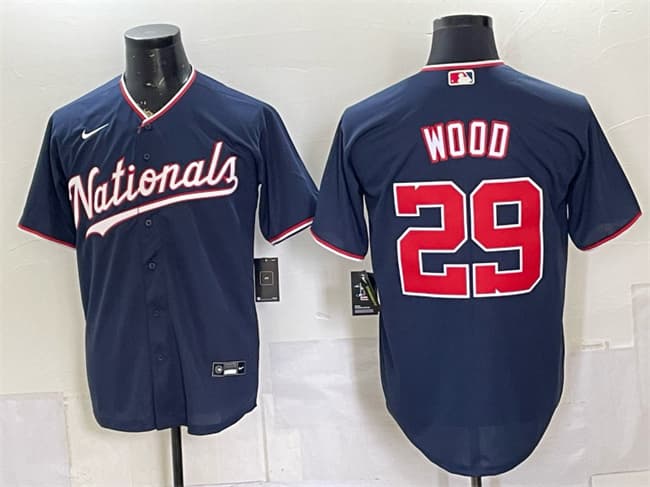 Washington Nationals #29 James Wood Navy Stitched Baseball Jersey
