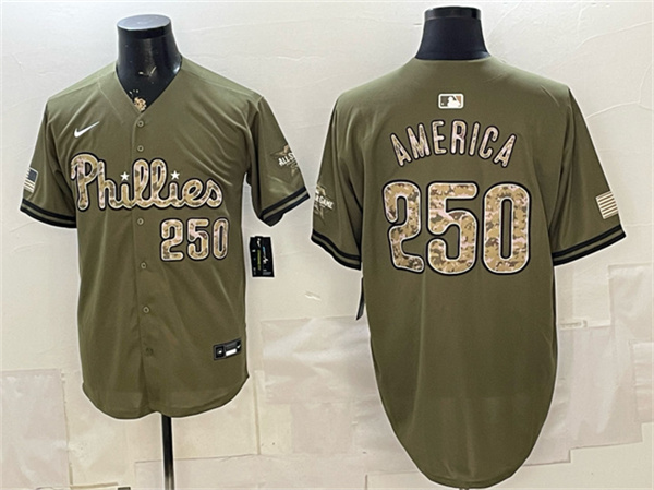 Philadelphia Phillies #250 America Olive 2026 Armed Forces Day Stitched Baseball Jersey