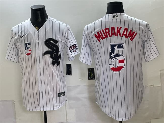 Chicago White Sox #5 Munetaka Murakami White 2026 USA 250 Fourth of July Stitched Baseball Jersey